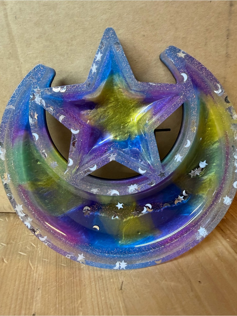 Celestial Galaxy Moon Resin Trinket Jewelry Dish